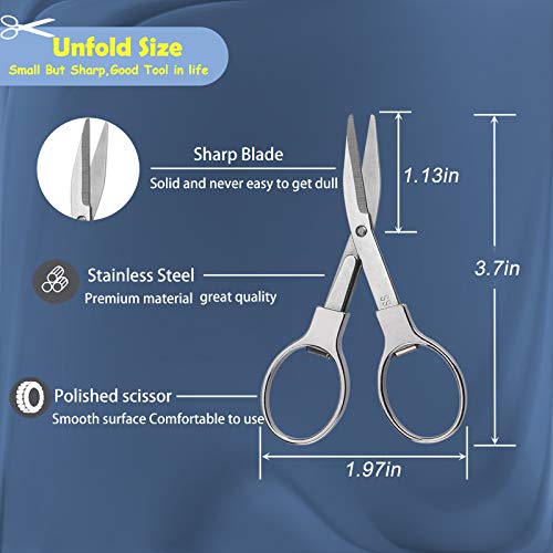 firiKer 2Pcs Folding Scissors,Portable Stainless Steel Telescopic Cutter, Safety Foldable Pocket Badge Small Scissors for Home, Office, Craft, Sewing, Nurse Accessories, Travel - Image 2