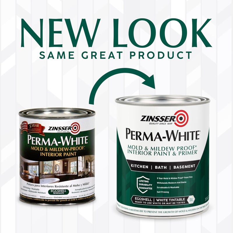 Zinsser دهان وبرايمر زينسر بيرما وايت المقاوم للعفن والفطريات - لمسة بيضوية، 31.5 أونصة سائلة - Image 4