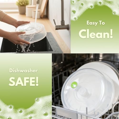 Flexzion Microwave Plate Covers Set of 5 - BPA-Free Microwave Cover with Adjustable Steam Vent, Dishwasher Safe Microwave Splatter Cover, Transparent Plastic Food Covers for Microwave Cooking - Image 5