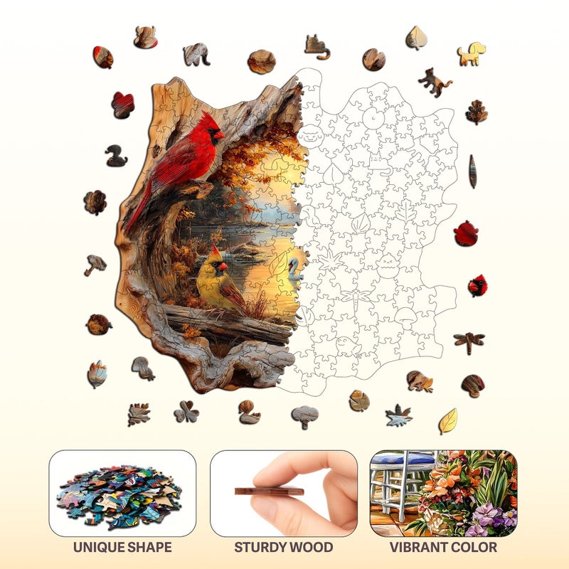 Irregular Shape Wooden Jigsaw Puzzle 150pcs Cardinal Swan Model L - Image 3