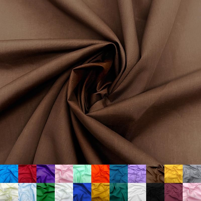 Ice Fabrics Cotton Polyester Broadcloth Fabric by The Yard - 60" Wide Soft & Breathable Broadcloth Fabric for Sewing - Perfect for Apparel, Bedding, Curtains and More - Brown - 2 Yards - Image 1