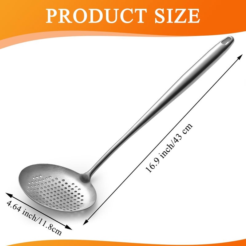 ReaNea Kitchen Skimmer - Slotted Spoon for Straining, Stainless Steel Spider Strainer Skimmer Ladle for Cooking and Frying, Kitchen Utensils Pasta Spoon - Image 2
