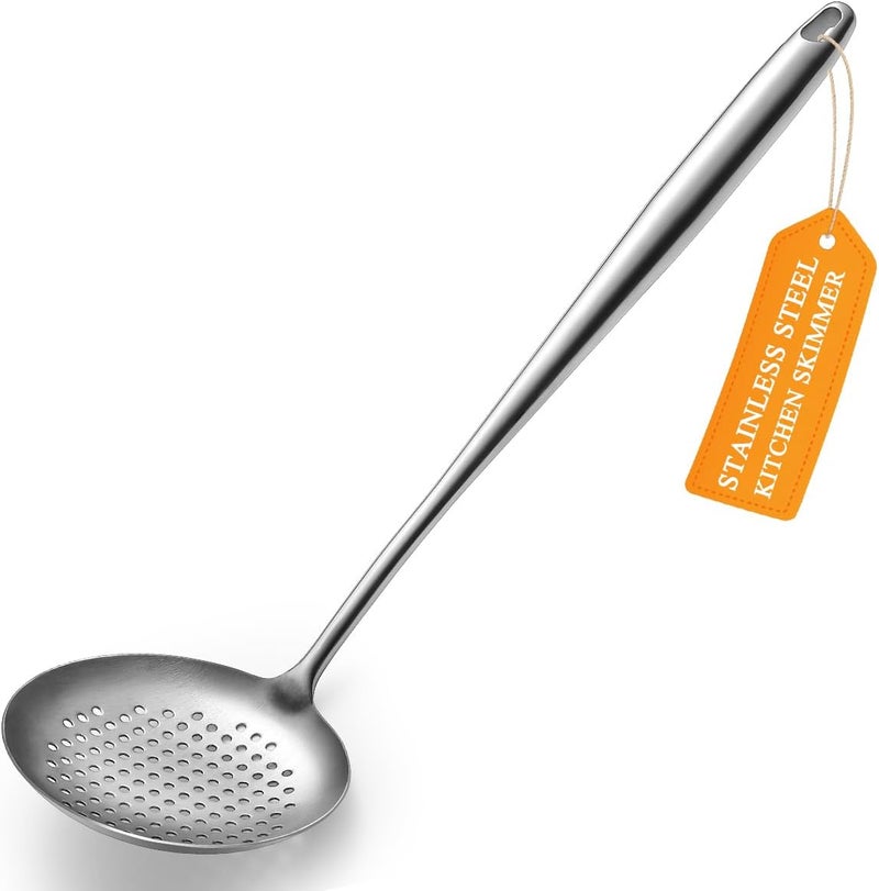 ReaNea Kitchen Skimmer - Slotted Spoon for Straining, Stainless Steel Spider Strainer Skimmer Ladle for Cooking and Frying, Kitchen Utensils Pasta Spoon - Image 1