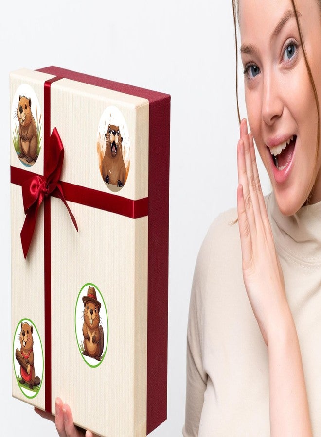 ٥٠٠ قطعة من ملصقات حيوان المرموط - هدايا حفلات - مستلزمات وديكورات حفلات أعياد الميلاد ذات الطابع الحيواني - Image 5
