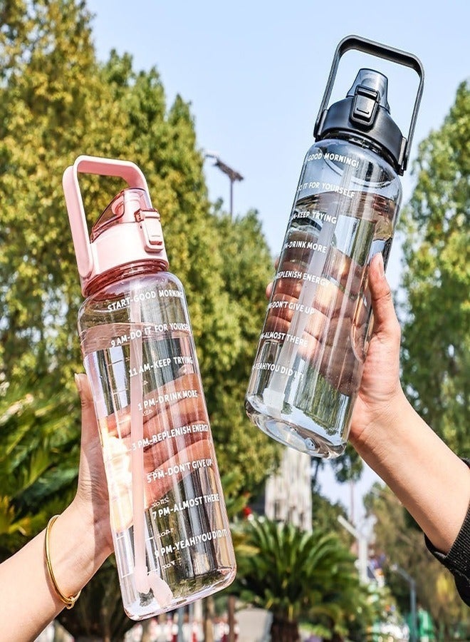 AROAQ 2L Portable Water Bottle Large Capacity Leak Proof Plastic Straw Water Cup Drink Bottle With Time Marker For Outdoor Sports Fitness - Image 2