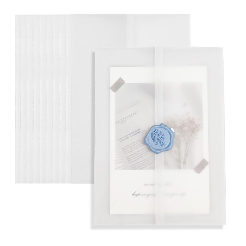 Pilloze 50 Pack Vellum Jackets for 5x7 Invitations - Pre-Folded 115GSM Wedding Invitation Wraps for Wedding, Invitation Cards, Greeting Cards, Baby Shower, Birthday - Image 5