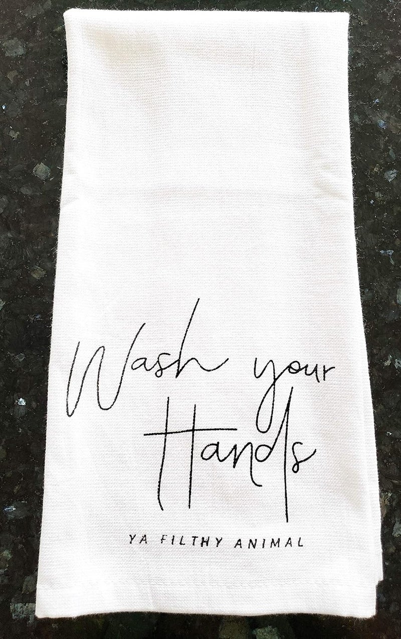 L LIFETIME Cotton Kitchen Hand Towels Set Soft Highly Absorbent 100 Terry Cloth Tea Towel Simple Funny Design Decorative Durable Large White Bathroom Powder Room Gift 28 X 12 Inches Set of 3 Bathroom - Image 3