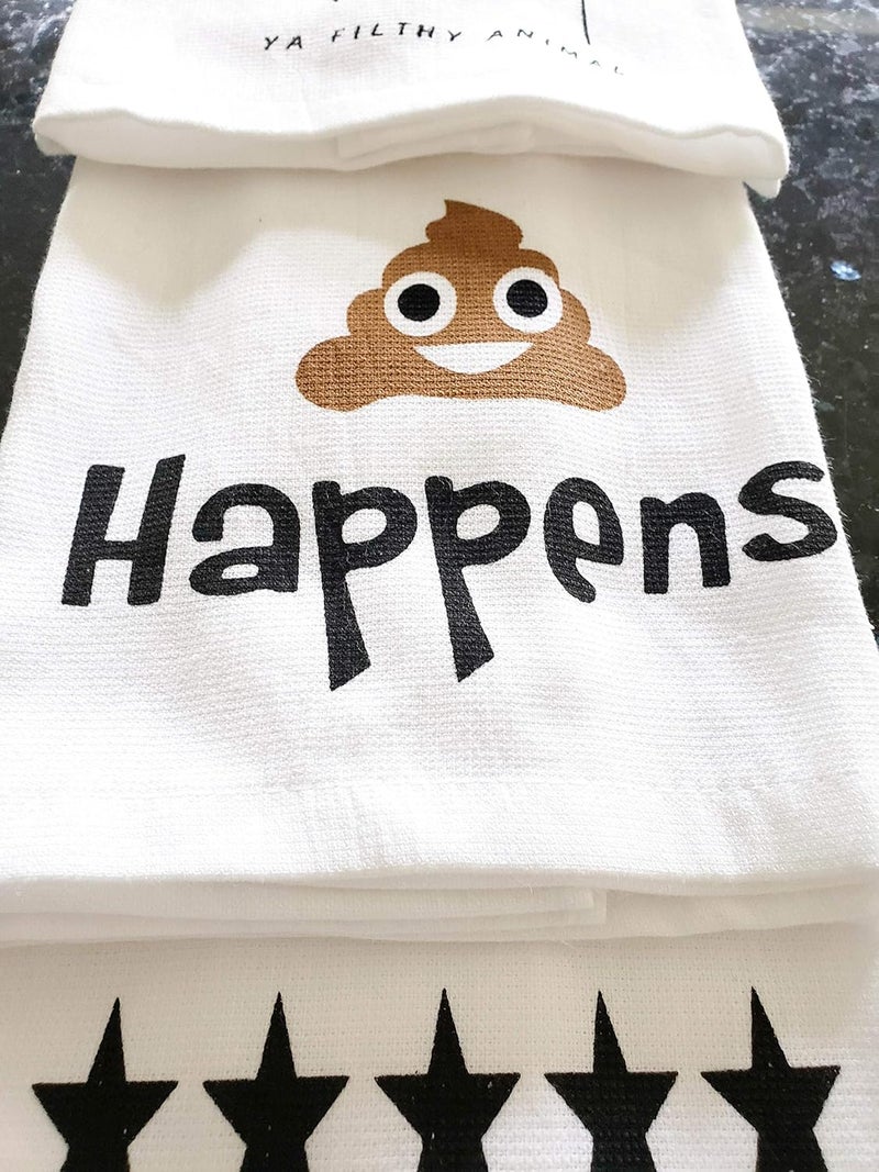 L LIFETIME Cotton Kitchen Hand Towels Set Soft Highly Absorbent 100 Terry Cloth Tea Towel Simple Funny Design Decorative Durable Large White Bathroom Powder Room Gift 28 X 12 Inches Set of 3 Bathroom - Image 2