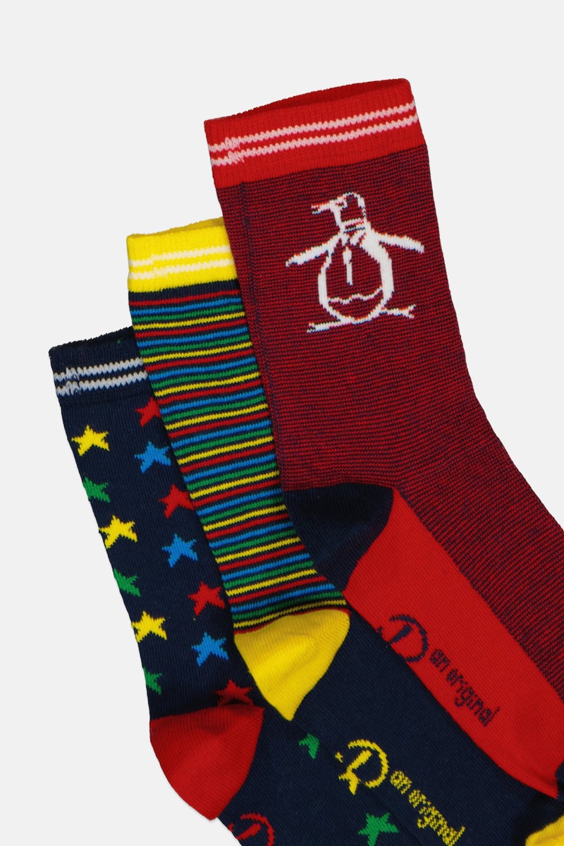 Original Penguin Kids Boy 5 Pairs Graphic Print Socks, Multicolor - Image 2