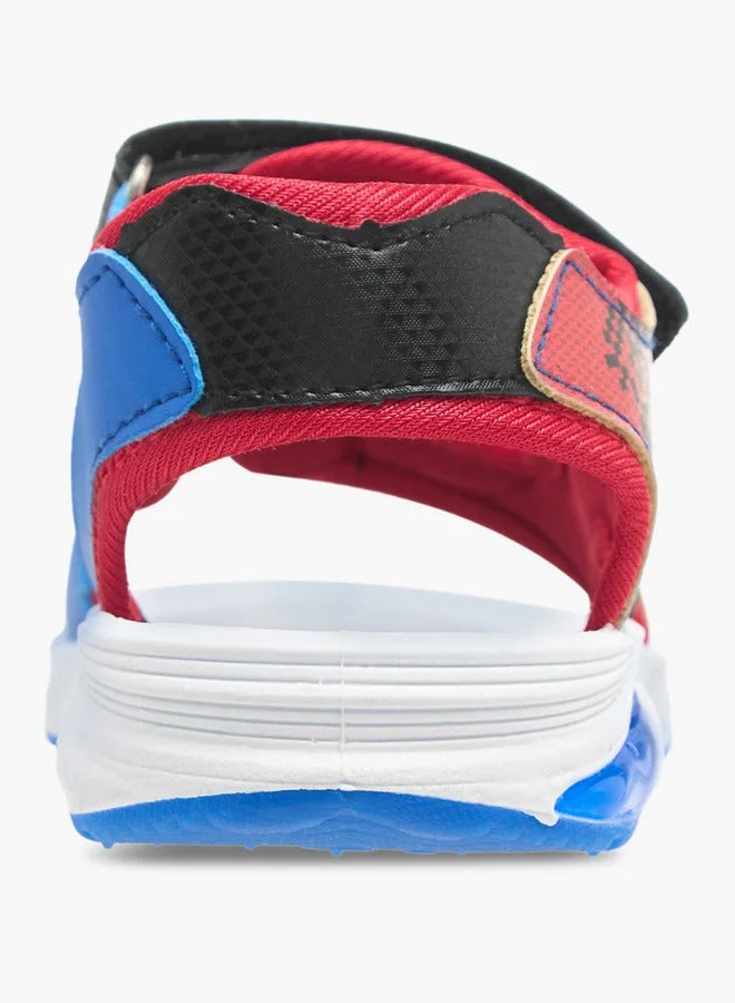 MARVEL Boys Spider-Man Graphic Print Light-Up Sandals with Hook and Loop Closure