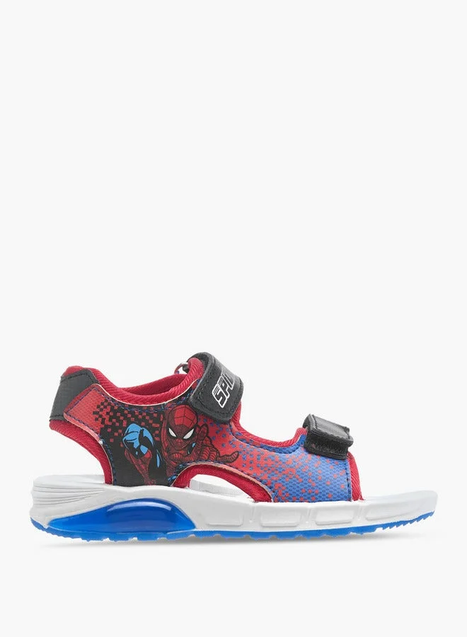 MARVEL Boys Spider-Man Graphic Print Light-Up Sandals with Hook and Loop Closure