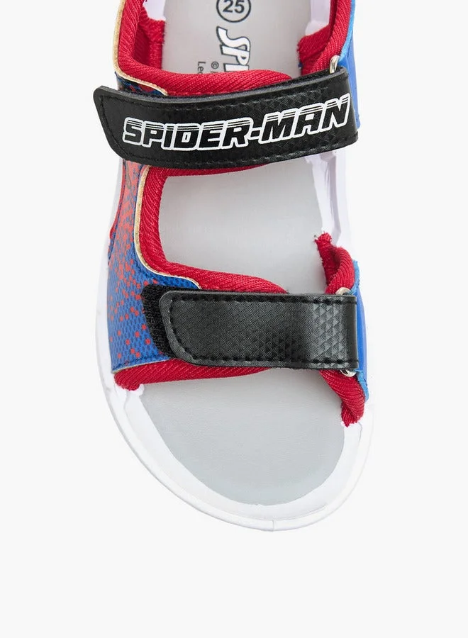 MARVEL Boys Spider-Man Graphic Print Light-Up Sandals with Hook and Loop Closure
