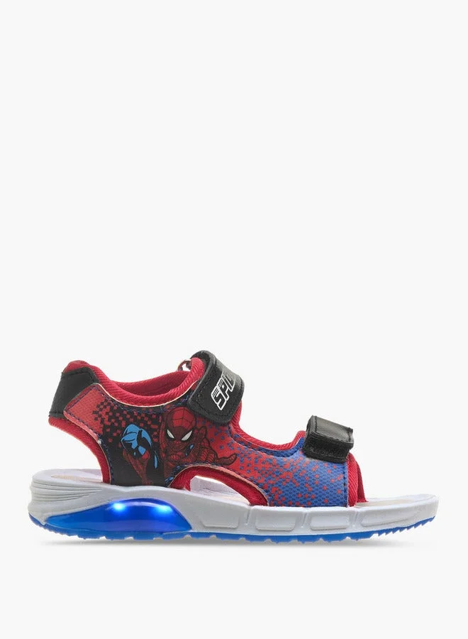 MARVEL Boys Spider-Man Graphic Print Light-Up Sandals with Hook and Loop Closure