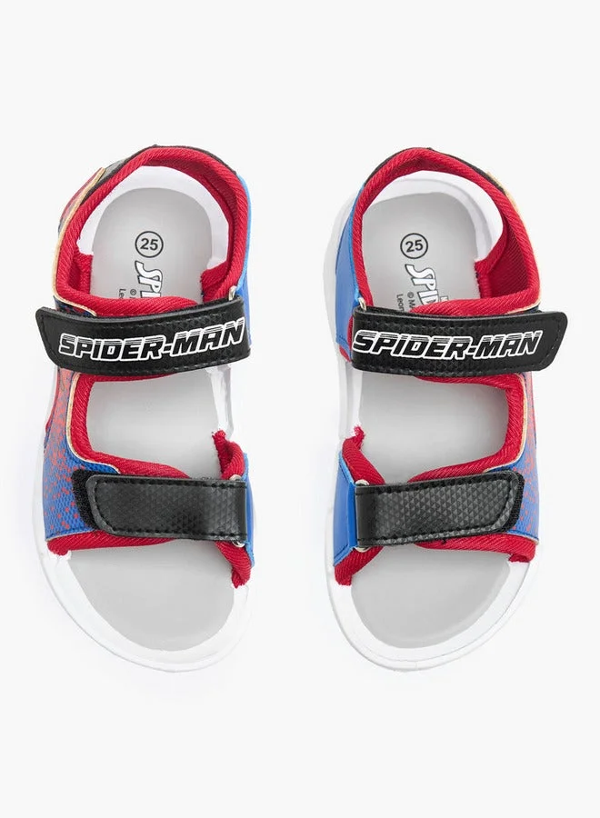 MARVEL Boys Spider-Man Graphic Print Light-Up Sandals with Hook and Loop Closure