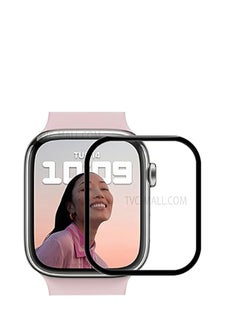 Generic Tempered Glass Film Ultra-Than Anti-Scratch Screen Protector for Apple Watch/iWatch Series 7 (45mm, Transparent with Black Frame) 