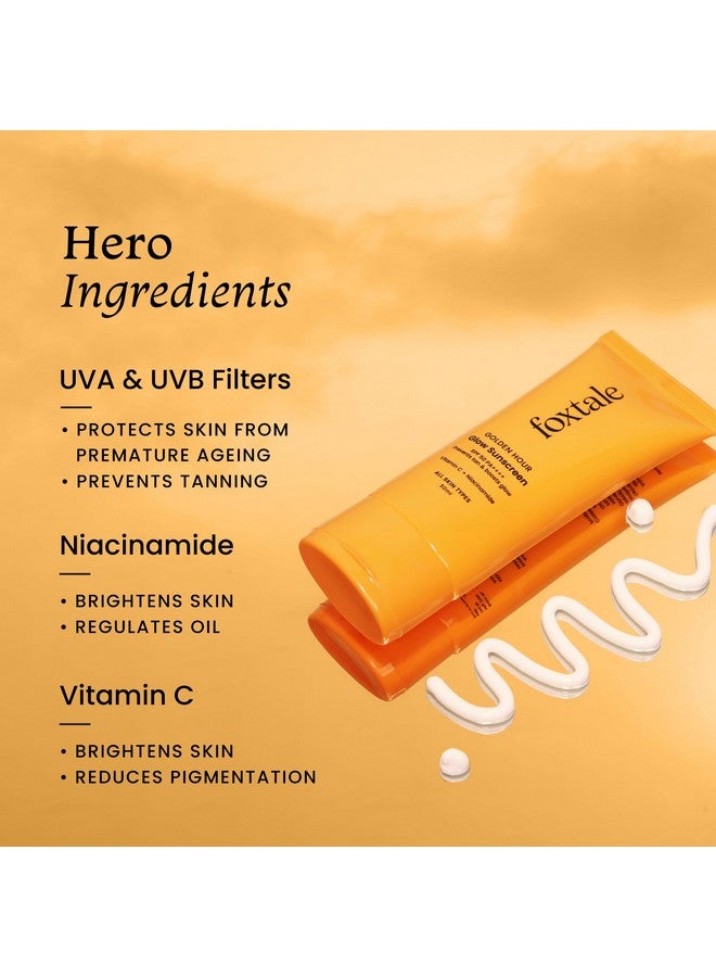 FoxTale - (Pack Of 2) Essentials Daily Glow Sunscreen Spf 50 Sunscreen Vitamin C & Niacinamide, Uva & Uvb Filters-Clinically Proven Brightening Ingredients, No White Cast, Non-Greasy Formula, 50 Ml - Image 4