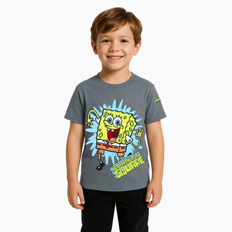 nickelodeon Nickelodeon Sponge Bob Not Afraid To Be Square Kids Boy's T-Shirt