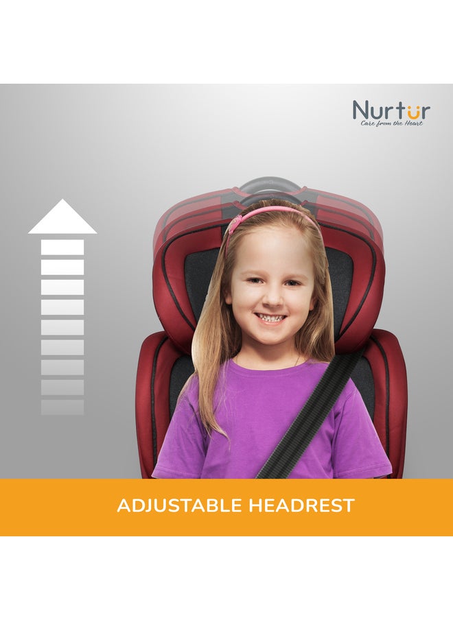 Nurtur - Jupiter BabyKids 3in1 مقعد السيارة الداعم مقعد قابل للتعديل مسند الظهر حماية إضافية 5 نقاط حزام أمان من 9 أشهر إلى 12 سنة حتى 36 كجم منتج رسمي - Image 1