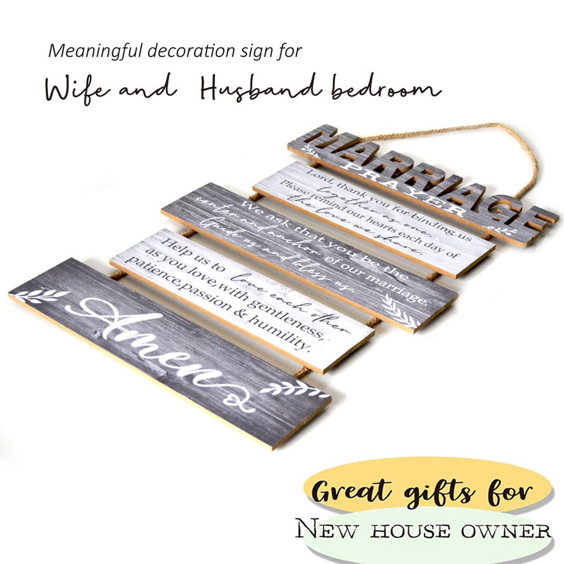 Buecasa Marriage Rustic Sign with 5pcs Panels Strung Together - Bridal Shower Gift for Couples Wife Husband - Christian Religious Inspiring Home Decor Newlywed - Image 3