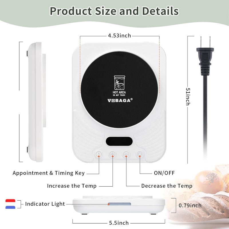 Vobaga Sourdough Starter Warmer 3.0 for Kitchen, Sourdough Starter Heating Pad with Precise 1°F Control (70-110°F), 24H Auto Shut-Off, Sourdough Warming Mat for Bread, Sourdough Ideal for Home Bakers - Image 2