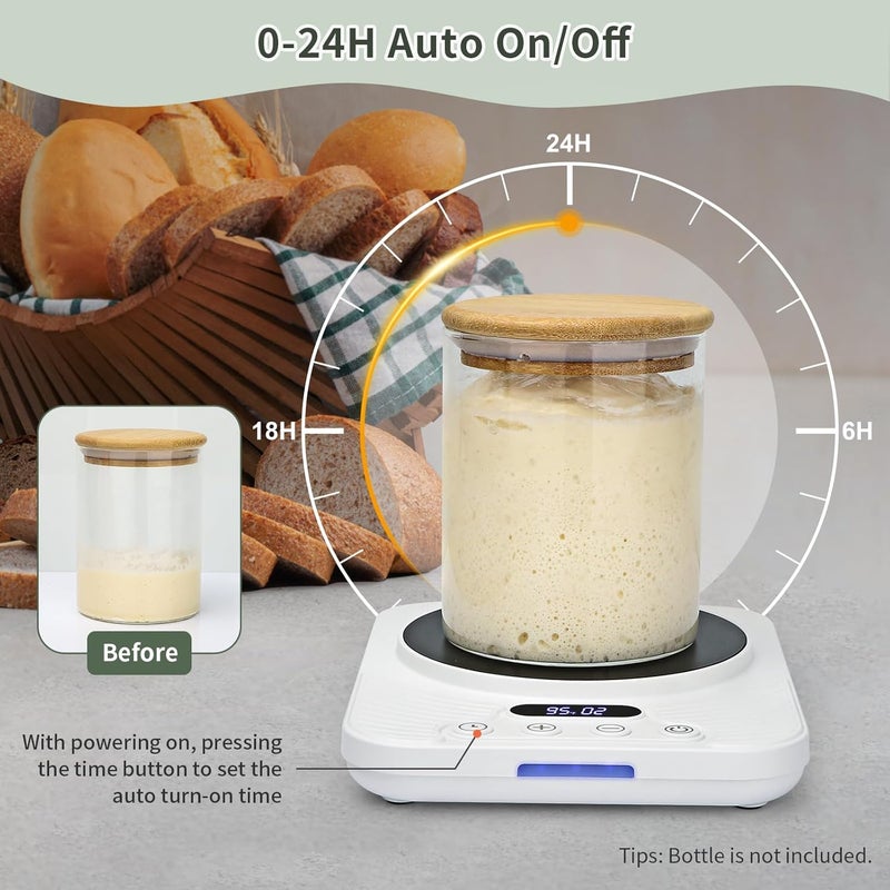 Vobaga Sourdough Starter Warmer 3.0 for Kitchen, Sourdough Starter Heating Pad with Precise 1°F Control (70-110°F), 24H Auto Shut-Off, Sourdough Warming Mat for Bread, Sourdough Ideal for Home Bakers - Image 4