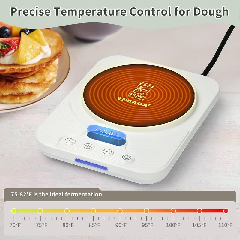 Vobaga Sourdough Starter Warmer 3.0 for Kitchen, Sourdough Starter Heating Pad with Precise 1°F Control (70-110°F), 24H Auto Shut-Off, Sourdough Warming Mat for Bread, Sourdough Ideal for Home Bakers - Image 3