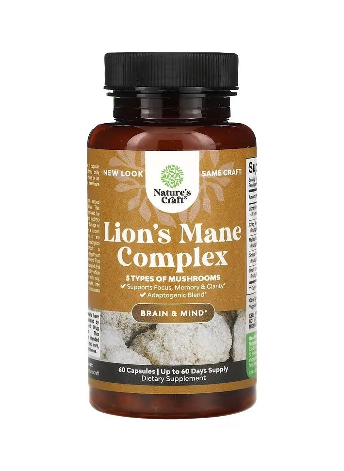 Nature's Craft - Mushroom Complex,Enhances Vitality, Enhances Immunity and Enhances Brain Function, concentration and memory,60 Capsules - Image 1
