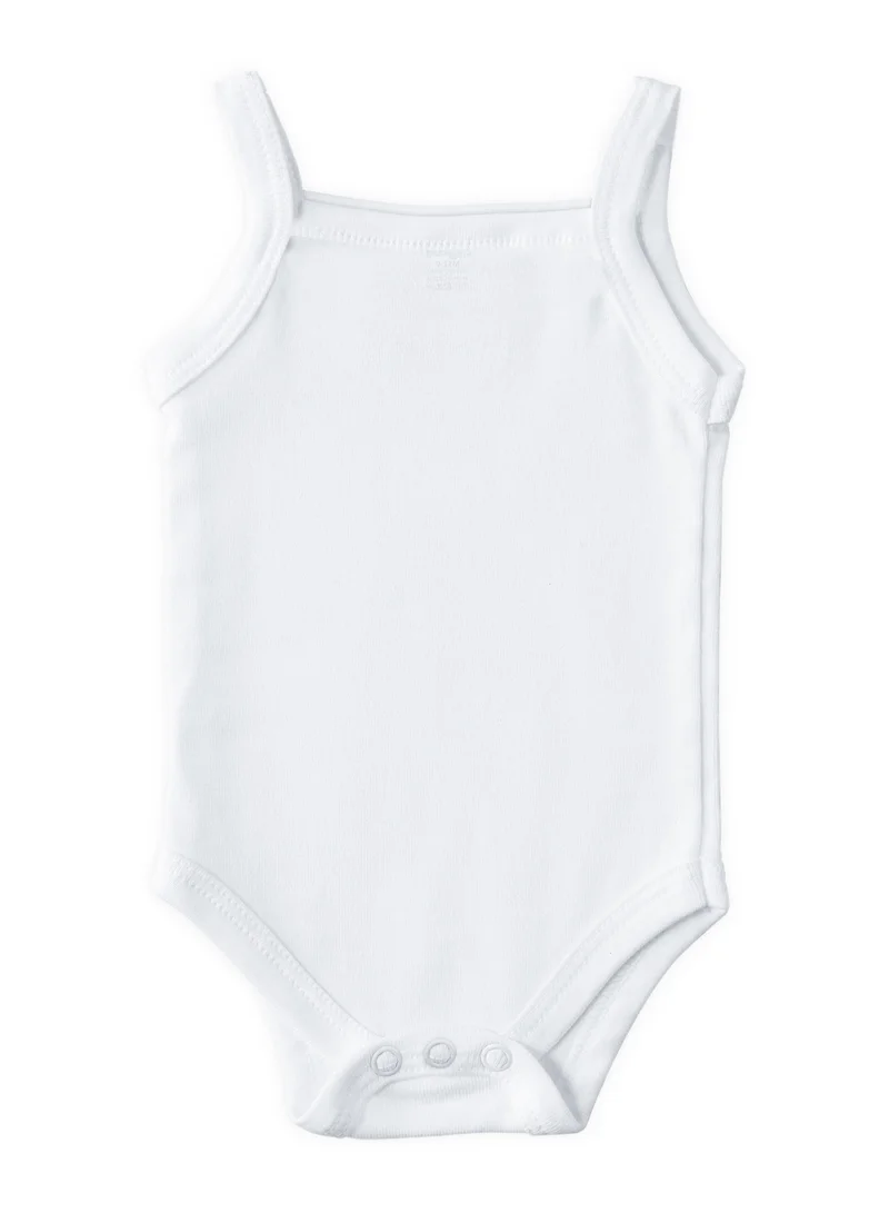 Babies Basic BabiesBasic 100% Super Combed Cotton, Sleeveless Girls Romper/Bodysuit, for New Born to 24months. Set of 3 - White, White