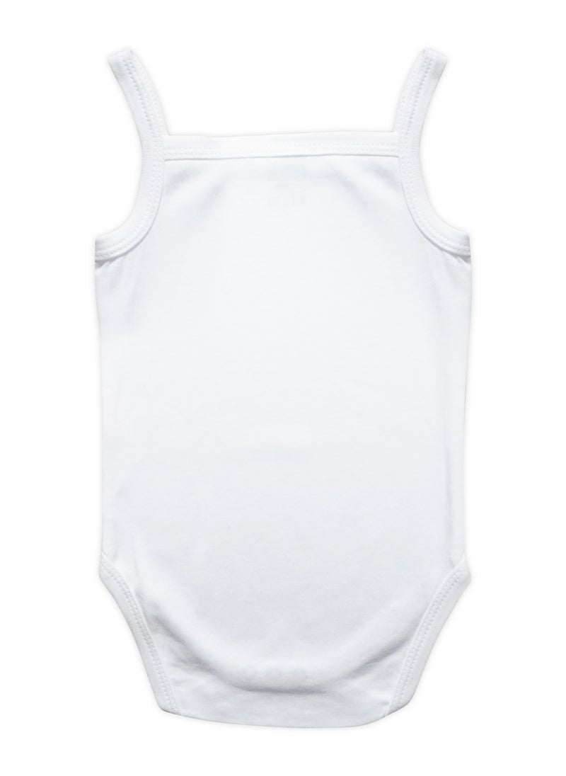 Babies Basic BabiesBasic 100% Super Combed Cotton, Sleeveless Girls Romper/Bodysuit, for New Born to 24months. Set of 3 - White, White  - Image 3