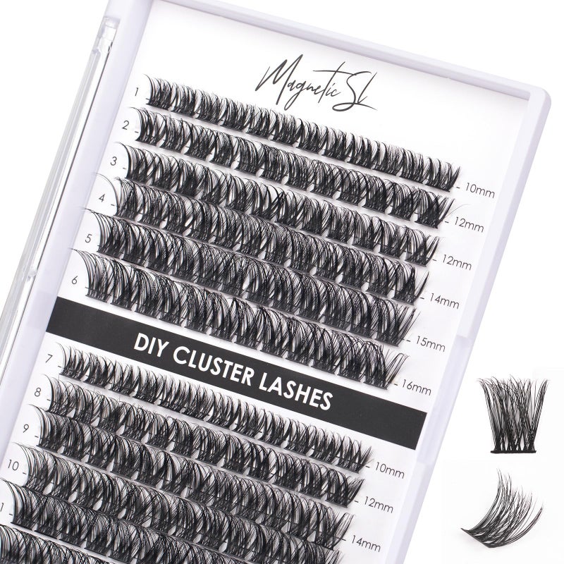 Magnetic SL Lash Clusters 144 Pcs Individual Lashes Clusters Eyelash Extensions False Eyelashes DIY Lash Extension Reusable False Eyelashes Natural Look Mix 10-16mm-DM01 - Image 1