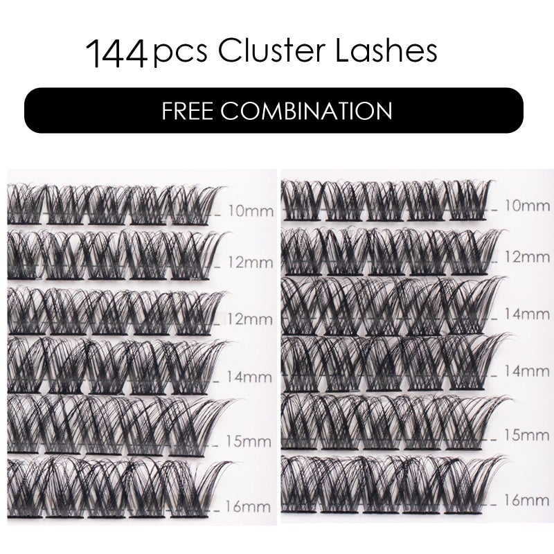 Magnetic SL Lash Clusters 144 Pcs Individual Lashes Clusters Eyelash Extensions False Eyelashes DIY Lash Extension Reusable False Eyelashes Natural Look Mix 10-16mm-DM01 - Image 2