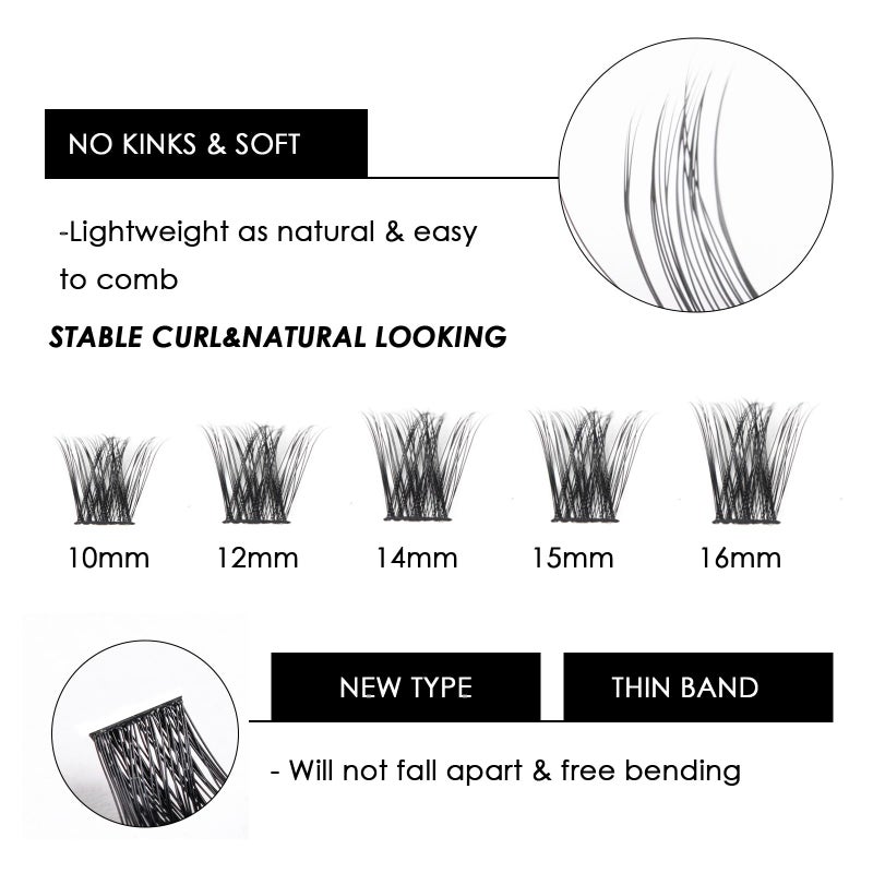 Magnetic SL Lash Clusters 144 Pcs Individual Lashes Clusters Eyelash Extensions False Eyelashes DIY Lash Extension Reusable False Eyelashes Natural Look Mix 10-16mm-DM01 - Image 3