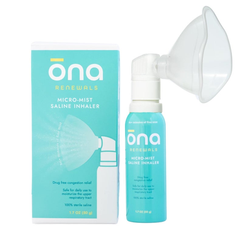 ONA جهاز استنشاق محلول ملحي MicroMist لتخفيف احتقان الجيوب الأنفية والسعال والبرد والحساسية مؤهل لـ FSAHSA غير معطر 17 أونصة عبوة من 1