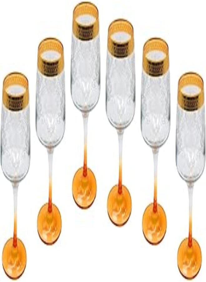 segaey - Segaey LAL FLUT Turkish Glass Golden 142856/6 Pcs/Elegant design, Trusted Brand, Attractive shape of Sparkling Drink, Smoothies, Juices, Cocktails/High Quality Materials - Image 1