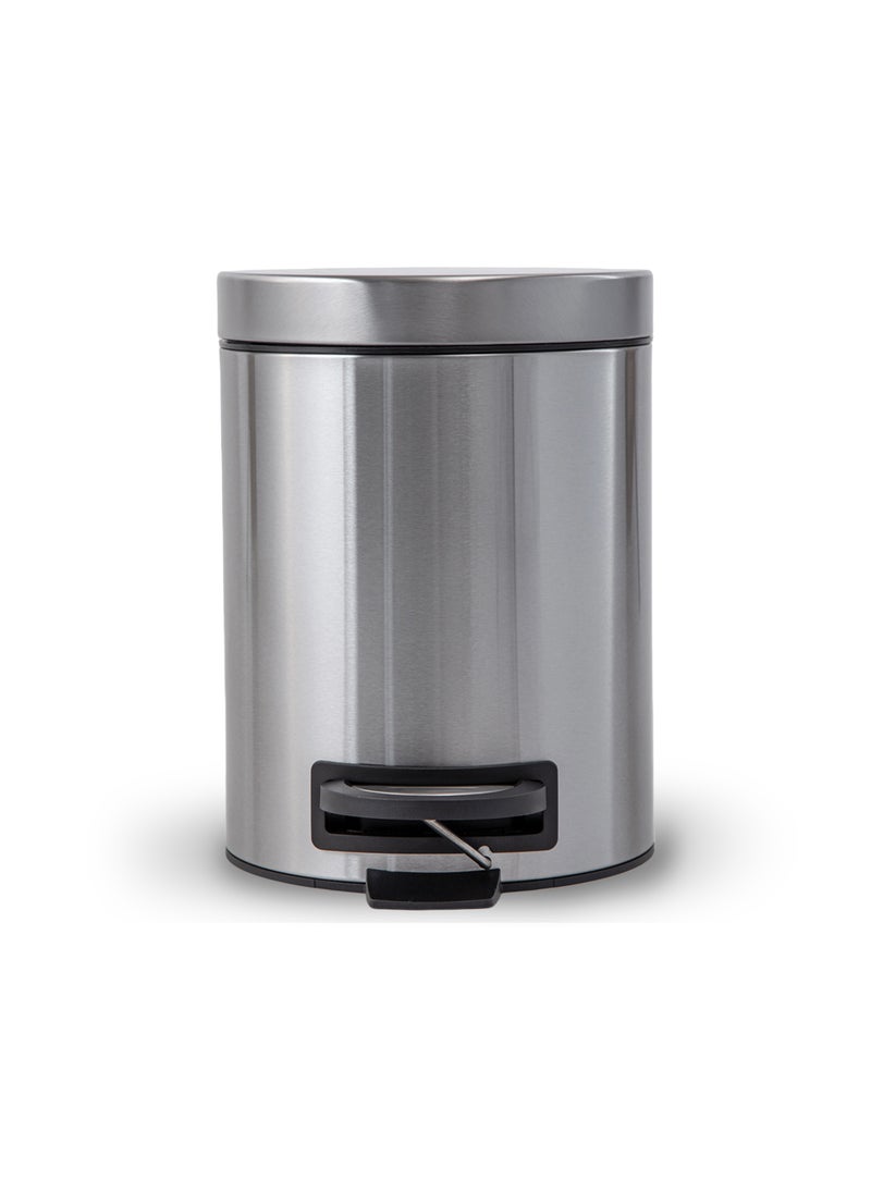 Ninestars Ninestars, 5 liter Pedal Operated Stainless Steel Kitchen Trash and Garbage Bin with Soft-Close Lid and Reinforced Pedal for Bathroom, Home and Office.  - Image 1