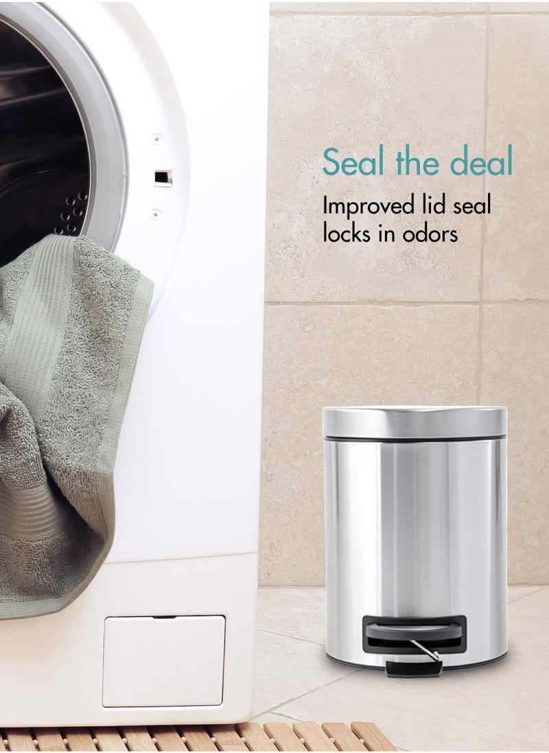 Ninestars Ninestars, 5 liter Pedal Operated Stainless Steel Kitchen Trash and Garbage Bin with Soft-Close Lid and Reinforced Pedal for Bathroom, Home and Office.  - Image 2