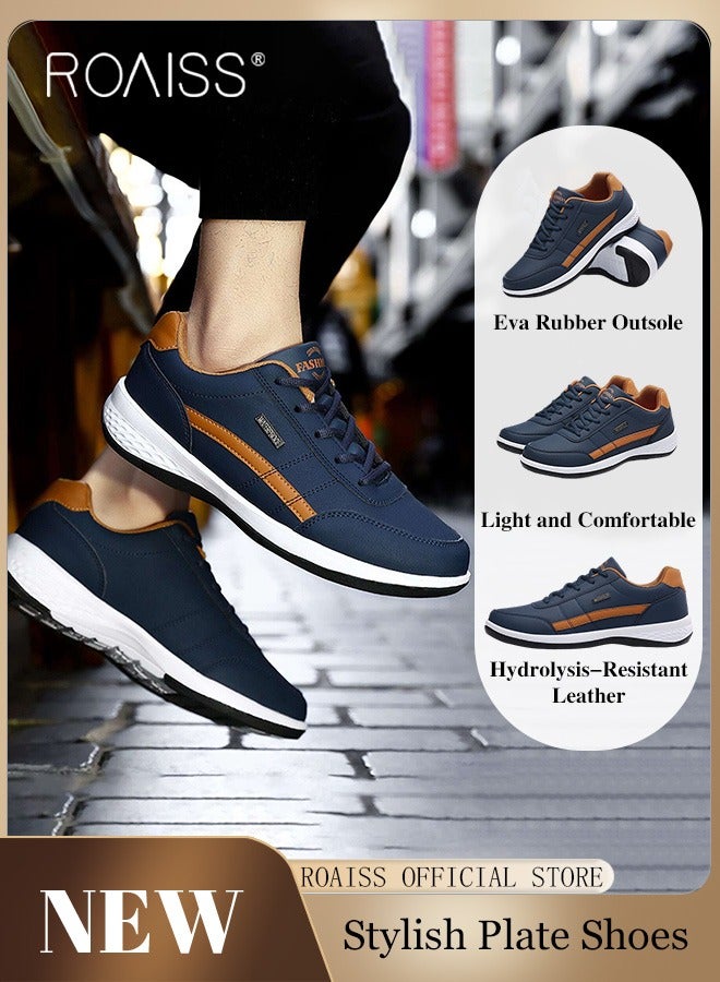 رويس أحذية رياضية أنيقة للرجال، أحذية منخفضة الرقبة برباط، أحذية كاجوال متعددة الاستخدامات للرجال، أحذية رياضية مريحة بنعل مانع للانزلاق، مناسبة للارتداء اليومي والأنشطة الخارجية، أحذية رياضية مسطحة مقاومة للماء وامتصاص الصدمات - Image 2