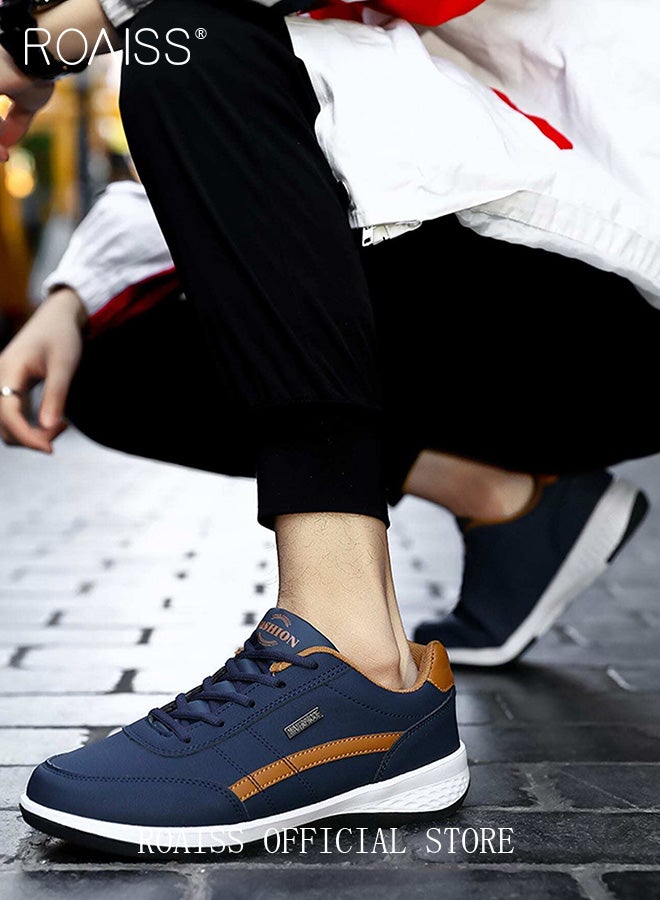 رويس أحذية رياضية أنيقة للرجال، أحذية منخفضة الرقبة برباط، أحذية كاجوال متعددة الاستخدامات للرجال، أحذية رياضية مريحة بنعل مانع للانزلاق، مناسبة للارتداء اليومي والأنشطة الخارجية، أحذية رياضية مسطحة مقاومة للماء وامتصاص الصدمات - Image 3