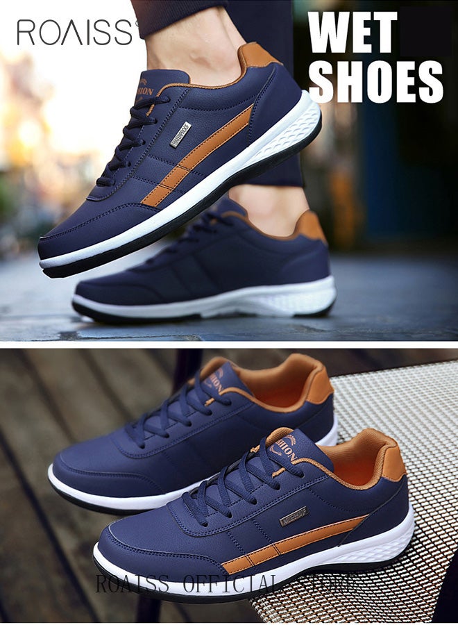 رويس أحذية رياضية أنيقة للرجال، أحذية منخفضة الرقبة برباط، أحذية كاجوال متعددة الاستخدامات للرجال، أحذية رياضية مريحة بنعل مانع للانزلاق، مناسبة للارتداء اليومي والأنشطة الخارجية، أحذية رياضية مسطحة مقاومة للماء وامتصاص الصدمات - Image 5