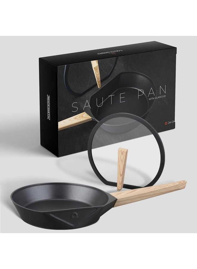 BLACKSMITH Saute Pan with Glass Lid 28 cm | Non Stick Deep Frying Pan Non Stick Induction Cookware/cooktop Nonstick Cooking Pan with Wooden Handle,Best for Gifting - Image 4