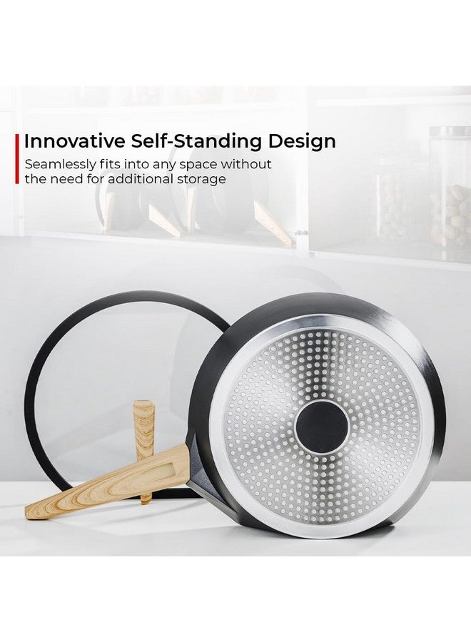 BLACKSMITH Saute Pan with Glass Lid 28 cm | Non Stick Deep Frying Pan Non Stick Induction Cookware/cooktop Nonstick Cooking Pan with Wooden Handle,Best for Gifting - Image 3