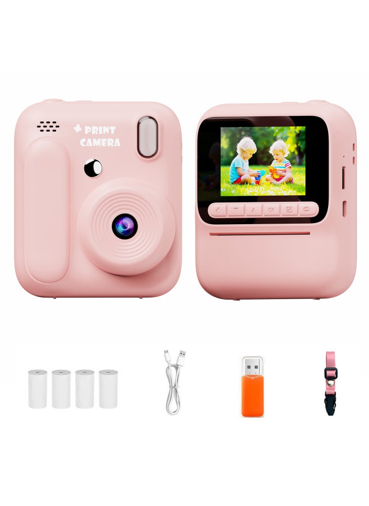 Generic Z700 2.4 Inch IPS Screen Instant Print Camera for Kids Support Single Color Print,with 32G Memory Card and Card Reader - Pink - Image 1