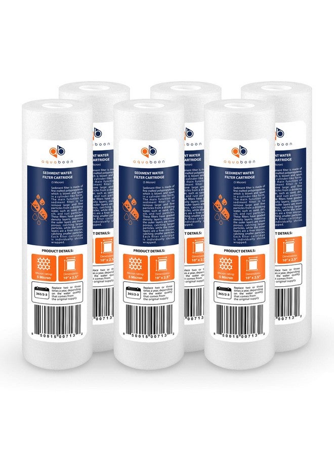 أكوابون فلتر مياه Aquaboon 5 ميكرون 10 × 2.5 لتر - بديل لفلتر مياه المنزل بالكامل متوافق مع فلاتر مياه الآبار - P5، AP110، WHKF-GD05، عبوة من 6 قطع - Image 1