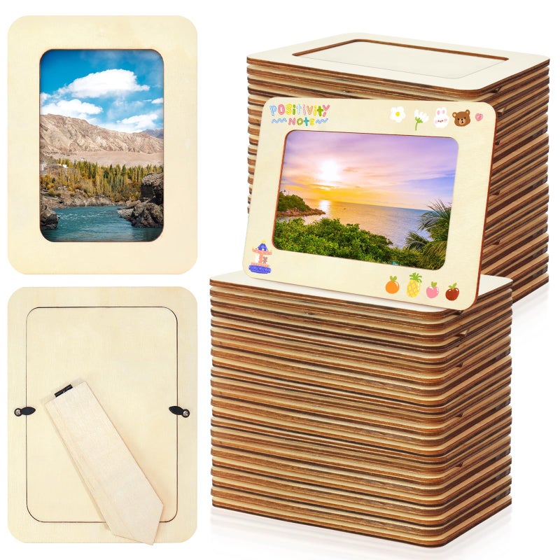 VOKOY 40 Pack Wooden Picture Frames for Crafts, 4" x 6" Photos DIY Wood Picture Frames Unfinished Standing Photo Frames DIY Crafts Wood Decorate for Halloween Thanksgiving Valentine's Day Wedding Birthday - Image 1