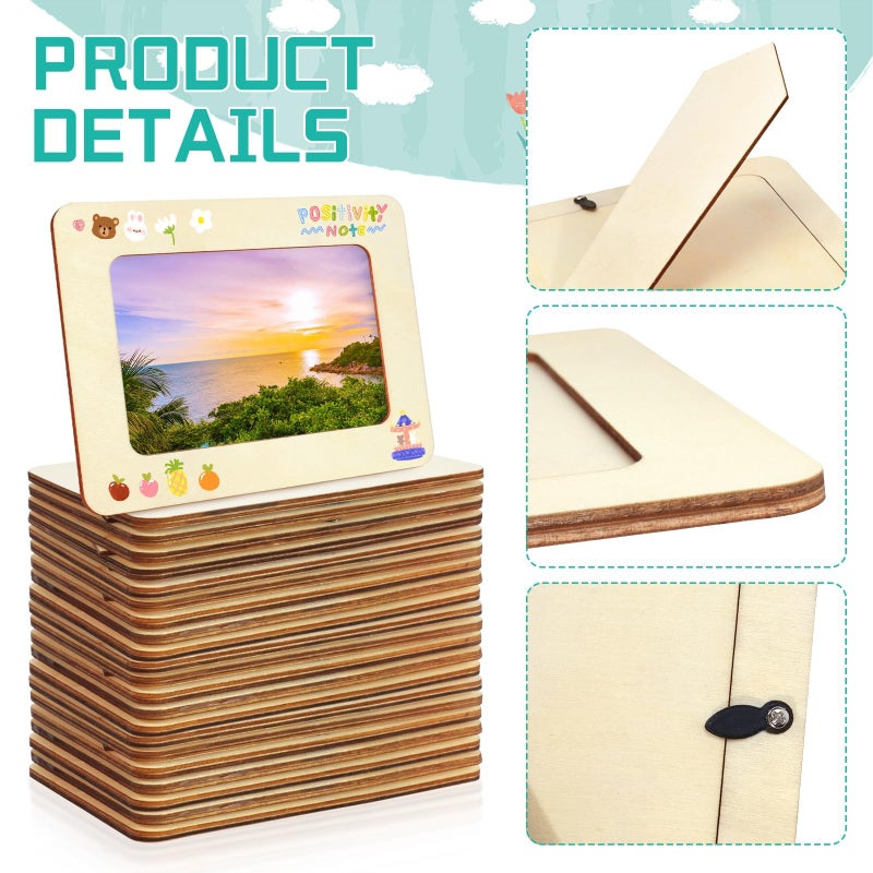 VOKOY 40 Pack Wooden Picture Frames for Crafts, 4" x 6" Photos DIY Wood Picture Frames Unfinished Standing Photo Frames DIY Crafts Wood Decorate for Halloween Thanksgiving Valentine's Day Wedding Birthday - Image 3