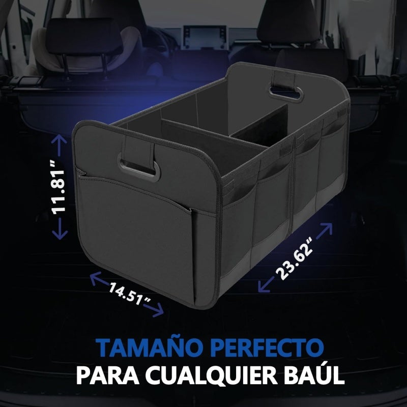 Car Trunk Organizer: Foldable Waterproof Oxford Fabric With Reinforced Stitching & 3 Compartments - Durable Compact Storage With Secure Buckles & Handles for SUV, Off-road Vehicle, Home, Outdoor Trave - Image 3
