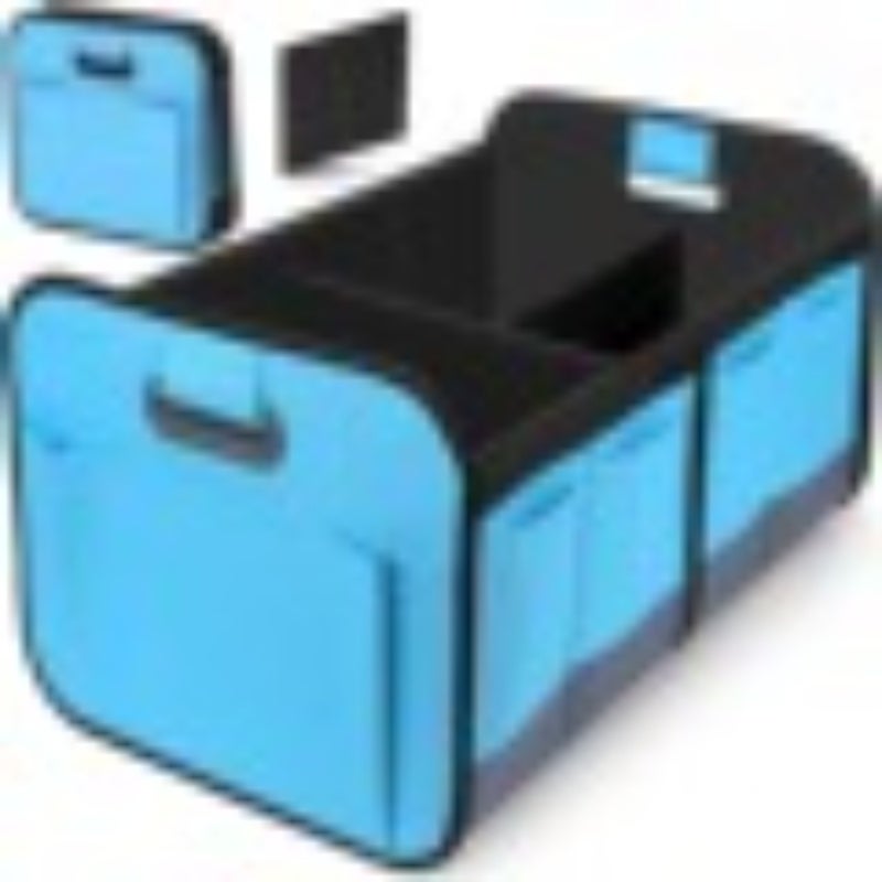 Car Trunk Organizer: Foldable Waterproof Oxford Fabric With Reinforced Stitching & 3 Compartments - Durable Compact Storage With Secure Buckles & Handles for SUV, Off-road Vehicle, Home, Outdoor Trave - Image 1