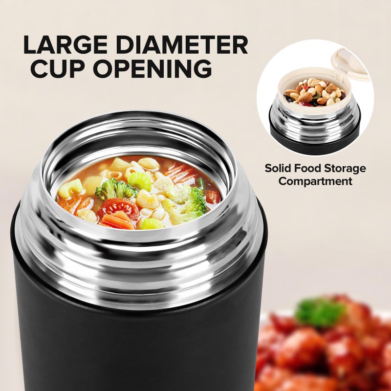 TSAKBAM Thermo for Hot Food, 35 Oz Lunch Soup Thermo Food Jar, Wide Mouth Insulated Hot Food Container with Spoon for Adults (Black) - Image 5