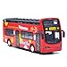 Ailejia City Bus Sightseeing Double Decker Bus Model Open Top Pull Back Toy Die Cast Pull Back Vehicles Mini Model Car Lights and Music Red - Image 3