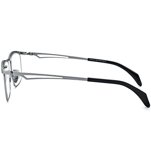 FONEX Pure Titanium Glasses Frame Men Square Magnet Clip On Eyeglasses with Polarized and Night Vision Lens (F85759 Silver with Green & Night Vision Lens) - Image 5